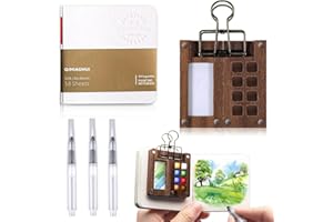 LURNODY 1 Set Mini Scatole da Pittura Ad Acquerello, Strumenti di Pittura Portatili, Mini Viaggio 8 Griglie, Scatola per Acquerelli, per Acquerello, Tavolozza per Schizzi in Legno, per Pittori, Artisti