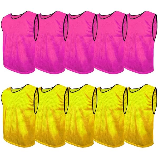 Lot De 6 Chasubles Football Enfant - Taille 115-145cm - Couleurs Fluo - Maille Respirante