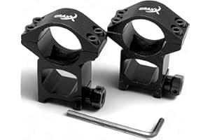 DRAXX SPORTS Paire de Colliers 25.4mm pour Montage Lunette de Tir sur Rail 21mm - Fixation Solide & COMPACTE - Anneaux de 25.4mm, Serrage 4 boulons, sur Rail Picatinny de 21mm