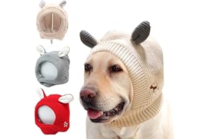 HUIANPEN FLTY Quiet Ears For Dogs, Dog Ear Muffs Noise Protection, Dog Ear Covers For Noise, Puppy Knitted Hat Bunny Ears Design,Pet Hoods For Dogs With Anxiety, Grooming, Ear Wrap, Dog Ear Protection gray