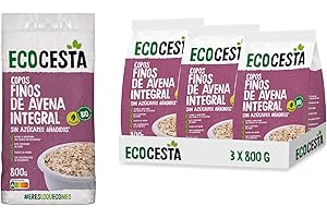 ECOCESTA MEJOR CADA DIA - Pack de 3 Unidades de Copos Suaves de Avena Integral Ecológica de 800g - Sin Azúcar Añadido - Alto Contenido en Fibra y Proteínas - Cereales de Desayuno