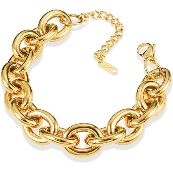 COOLSTEELANDBEYOND Rolo Collegamento Chain Charm Bracciale Soffio Cuore, Donna, Braccialetto di Fascino, Acciaio, Chiusura Toggle, Lucido