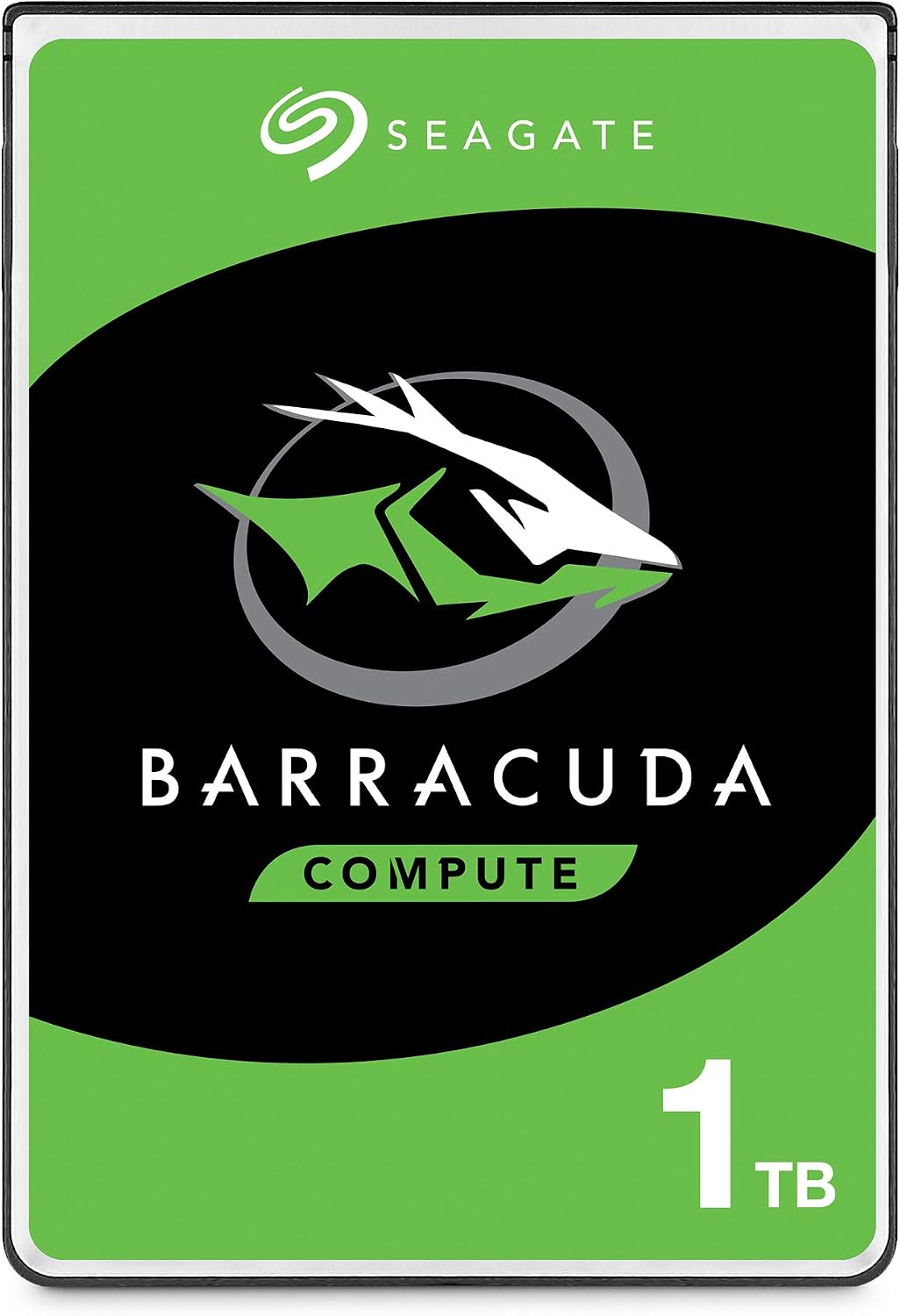 Seagate BarraCuda 1TB, Disco Duro HDD Interno, 2.5 Pulgadas, SATA 6 Gb/s, 5400 RPM, 128 MB de caché, para PC y portátil, Paquete Abre-fácil, Rescue Services (ST1000LM048)