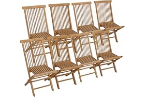 Happy Garden Lot de 8 chaises de Jardin Pliantes en Teck Lombok.