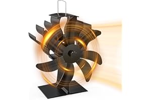 UZIMOO Kaminventilator, 7 Blättern Ofenventilator ohne Strom Leiser Betrieb, Holzofenventilator Wärmebetrieben Kamin Ventilator, Hitzebetrieben Kaminbesteck Ventilator für Holz/Holzbrenner/Kamin