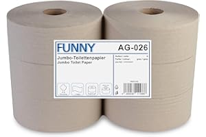Funny AG-026 Jumbo-Toilettenpapier, 1-lagig, Recycling, natur, Durchmesser 25 cm (6-er Pack)
