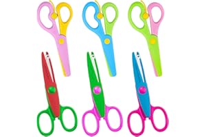 FANTASYON 6Pcs Kids Scissors Safety Scissors Childrens Scissors Toddler Scissors Preschool Training Scissors Art Craft Child-Safe Scissor Toddler Serrated Scissors for Crafts,Scrapbooking,DIY Photo Art Project