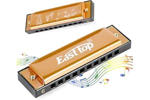 East top Armonica blues diatonica a bocca, in chiave di do, 10 fori, 20 note, per adulti e bambini, per principianti, professionisti e studenti (T10-4-oro)