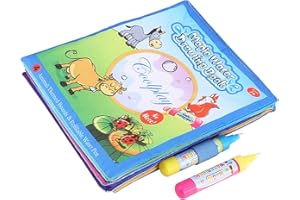 Zerodis Livre de dessin et coloriage à l’eau pour l’éducation précoce des enfants, livre en tissu avec styloe à eau pour peinture, coloriage, graffiti pour enfants et tous petits