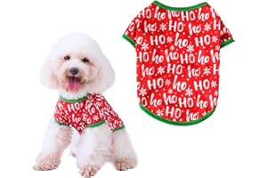 BOTEWO Hunde-Weihnachts-T-Shirts, weiche Welpen-Shirts, atmungsaktiv, Hündchen-Kostüme, Katzenkleidung, Baumwollweste, Pullover - (L,Rot 1)
