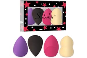 Subsky Spugnetta per trucco 4 pezzi Spugnette Make Up per applicare Blush Correttore, Ombretto, Cipria, Crema Cosmetica Blender Spugne di Trucco, Latex free.