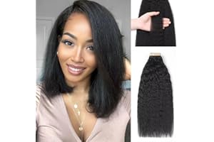 YDDM Czarne damskie taśmy do przedłużania włosów, prawdziwe włosy, czarne, kręcone, proste, prawdziwe włosy, 30 cm, 20 sztuk, 30 g