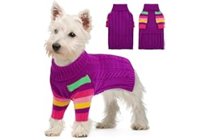 OUOBOB Dog Jumper, Small Dog Jumpers for Dogs Girls Boys, Turtleneck Pullover Winter Puppy Sweater, Christmas Dog Outfits, Pet Sweatshirt Apparel Knitwear, Dachshund, Frenchie, Chihuahua XS