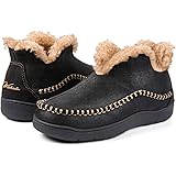 WishcottonMen's Microsuede Fuzzy Warm Fleece Lining Moccasin Slippers Cozy Memory Foam Indoor Outdoor House Shoes