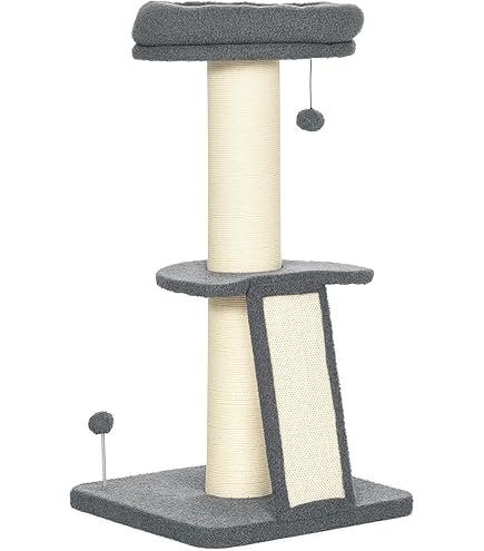Arbre à Chat PawHut 103 Cm - Avec Niche, Hamac, Plateformes Et Griffoirs - Pour 1-2 Chats Jusqu'à 5kg - Gris