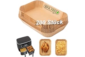 Backpapier für Ninja Heißluftfritteuse, 200 Stück 22cm Airfryer Backpapier für Dual Zone, XXL Air Fryer Accessories kompatibel mit AF400EU 7.5-9.5L Ninja, Princess und anderen Dual Zone Air Fryer