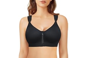 Bafully Soutien-Gorge de Sport Post-opératoire Brassière Femme Zippée Avant Zipper Lingerie Fermeture Devant pour Fitness Jogging Yoga