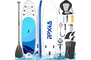 PPXIA Tabla de surf de remo con asiento, tabla de surf hinchable, capacidad de carga de hasta 200 kg, accesorios completos para principiantes y adultos, niños, 320 x 82 x 15 cm
