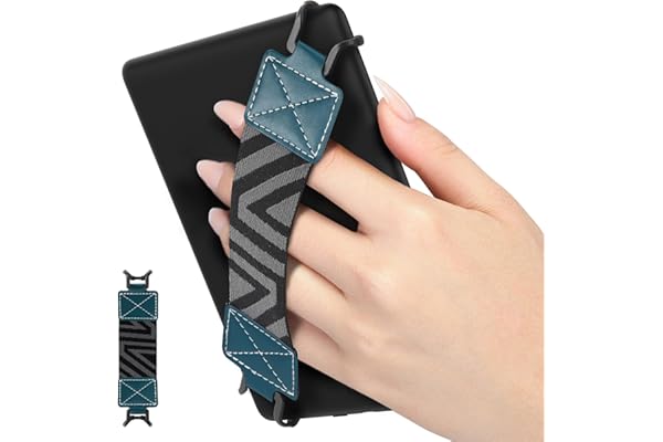 MoKo Dragonne de Sécurité pour 6-8" Kindle eReaders Fire Tablet - Kobo/Voyaga/Lenovo/Sony E-Book, Sangle Haute-Élastique Polyvalente Légère Support Antidérapante, Bleu