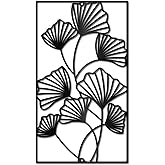 CREATCABIN Feuille Ginkgo en Métal-Décoration Murale Suspendre-Feuilles Noires-Art Mural en Fer-Lignes Ginkgo Minimalistes-Sc