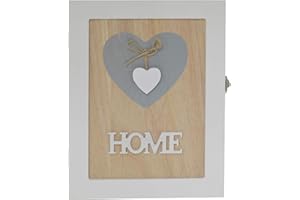 Maison Des Cadeaux Wall Mounted 'KEYS' Wooden 6 Key Hook Box Cabinet Heart Key Holder