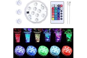 LCXECNW 1 PZ LED sommergibili ricaricabili con telecomando,luce led impermeabile per piscina con ventose,luce multicolore USB per vasca da bagno impermeabile,per piscina,acquario,decorazione di partito