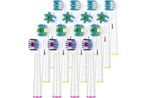 QLEBAO Recambios Cepillos Compatible con Braun Oral B Cepillo Eléctrico, 16 Cabezales Cepillo Electrico de Repuesto-incluir 4 WhiteClean, 4 Precision, 4 FlossClean, 4 CrossClean(Blanco)