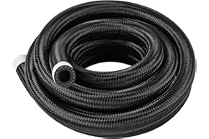 DOJOBKINB 10AN 10 Ft Fuel Line Hose Stainless Steel Nylon Braided Oil Gas Fuel Line Hose 9/16 Inch Inside Diameter Suitable for Fuel Systems Engines Tube Hose - Black