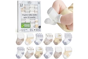 Mother's Choice babystrumpor 0-6 månader - 12 par, organisk bomull spädbarn strumpor, unisex, mjuka och allergivänliga strump