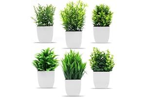 Cexovo Mini Ecologización Artificiales 6 Piezas Pequeñas Plantas Artificiales en Maceta Falsas Plantas Verdes Planta Artificial Pequeña para Mesa de Despacho Baño Hogar Decoración