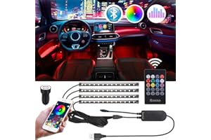 Bawoo Lampe Voiture Interieur USB Rubans LED Lampe Décoration Multicolore Allume Cigare Éclairage Intérieur de Voiture Néon Bande Lumineuse de Musique pour TV Auto Voiture (Version APP)