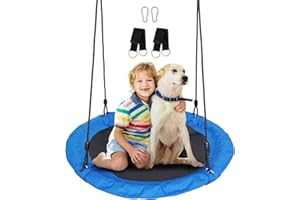 JUNGLE WELL Nest Swing Seat for Kids - 100cm Heavy Duty 900D Oxford Fabric, 160KG Capacity, Adjustable Tree Straps & 2 Carabiners | UKCA & CE Certified for Indoor & Outdoor Use (Ocean Blue)