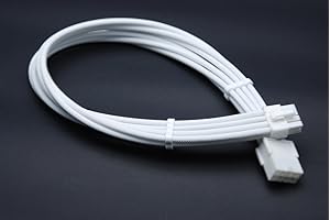 Shakmods 8 Pin PCIE GPU Sleeved Extension Cable 30cm + 2 Cable Combs (Full White)