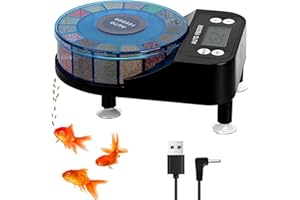 Podazz Automatic Fish Feeder - Auto Food Dispenser for Aquarium - Rechargeable Timer Feeder of Fish Food with LCD Display, 15-feed Auto Fish Feeder with Moisture-Proof Design