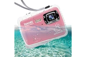 ISHARE Digital Camera for Kids,Point and Shoot Cameras with PC Webcam and Picture Editing Function,8X Digital Zoom 21MP Waterproof Digital Camera for Kids/Elderly/Beginners(Pink)