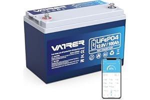‎VATRER POWER VATRER POWER LiFePO4 12V 100AH Bluetooth Lithium Batterie mit 100A BMS 5000 Zyklen Lithium Akku 1280W Abschaltschutz bei Niedriger Temperatur Perfekter für Wohnmobil, Solar & Off-Grid-Anwendungen