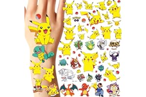 WDOERA Temporary Tattoos Stickers for Cartoon and Anime(8sheets) Cartoon Tattoo Waterproof for Boys and Girls Party Supplies Favors