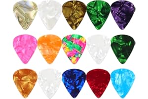 Redamancy Kostki gitarowe, plektrony gitarowe, 3 różne grubości, kolorowe kostki gitarowe, plektrony gitarowe do gitary akustycznej, elektrycznej, akustycznej lub basowej, w tym 0,46 mm, 0,71 mm, 0,96