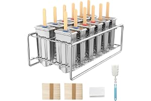 TOCCOOL 12-pack glassformar i rostfritt stål, hemmagjorda isglassformar med hållare, återanvändbar runt huvud, snabb frysning