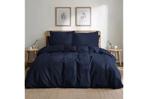 Dreamzie Copripiumino Matrimoniale 200x220 in Cotone Percalle – Blu Scuro – Copripiumino 200x220 + 2 Federe 80x80 cm – Certificato Oeko-Tex – 3 Pezzi