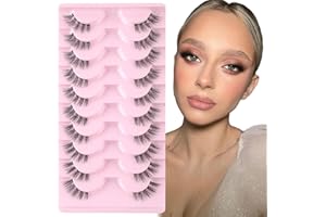 Sixstarhair Faux Cils Bande Transparente 10 Paires Demi Faux Cils Naturel Cat Eye Half Lashes Doux Oeil de Chat Réutilisable Corner Fake Lashes