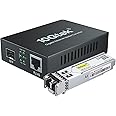Gigabit Ethernet Media Converter with a 1Gb SFP SX LC Multimode Module, 10/100/1000M RJ45 to 1000Base-SX, up to 550m, with a British Power Supply