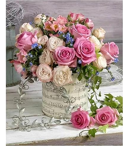 Diamond Painting Adulte Kit, Verre à Vin Note De Musique DIY