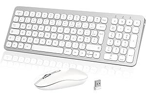 Ensemble Clavier et Souris sans Fil, PINKCAT Claiver AZERTY Français, Pack Clavier et Souris, Set Silencieux avec Récepteur Nano USB 2.4GHz, Compatible avec Windows/MacOS, Windows PC Laptop - Argent