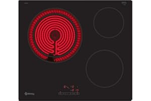 Balay Placa Vitrocerámica, 3 fuegos, 60cm de ancho, zona gigante doble de 21/28 cm, Control Táctil, Programable, Negro, 3EB715ER
