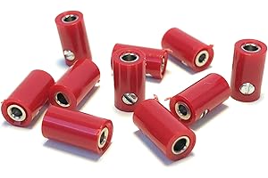BELI-BECO 61/6 Coupleur pour fiche à trou transversal - Fiche banane miniature avec tige Ø : 2,6 mm - 10 pièces (rouge)