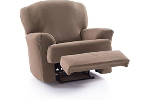 Faverti Funda Sillón Relax Abatible - Funda Elástica para Sillón Reclinable Pies Separados - Protector Calidad Tacto algodón | Modelo Real | Funda Ajustable Sillón Relax Universal Color Ante