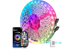 Mexllex Striscia LED 30 Metri, Bluetooth RGB Led Camera con Telecomando, App Controllato, Cambia Colore con la Musica, Luci LED Colorate per Casa, Decorazioni, Cucina, Bar, Festa