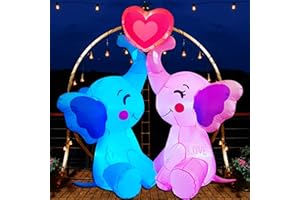 POPTREND Inlflatable Valentines Decorations,Blow Up Couple's Elephant with LED Lights Outdoor Decor for Romantic Party,Wedding Anniversary, Home,Patio,Lawn Garden Yard Valentine's Decor