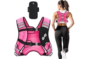 Sportneer Kamizelka obciążeniowa z odblaskowymi paskami do podnoszenia ciężarów, biegania i fitnessu, 3,6 kg/5,4 kg/ 6,8 kg/9 kg/11 kg, regulowany rozmiar klatki piersiowej, praktyczna kieszeń